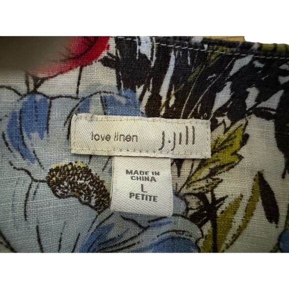 J. Jill Love Linen Floral Wildflower Sleeveless Dress w/ Pockets, large Petite - Picture 2 of 4